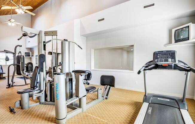 Apartment fitness center with cardio and weight training machines