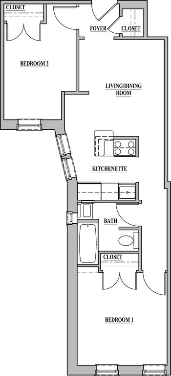 2 beds, 1 bath, $5,995, Unit 4D