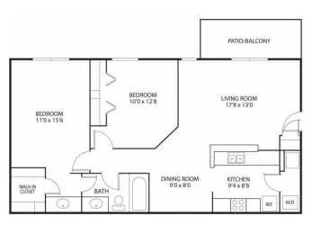 2 beds, 1 bath, 1,040 sqft, $1,735