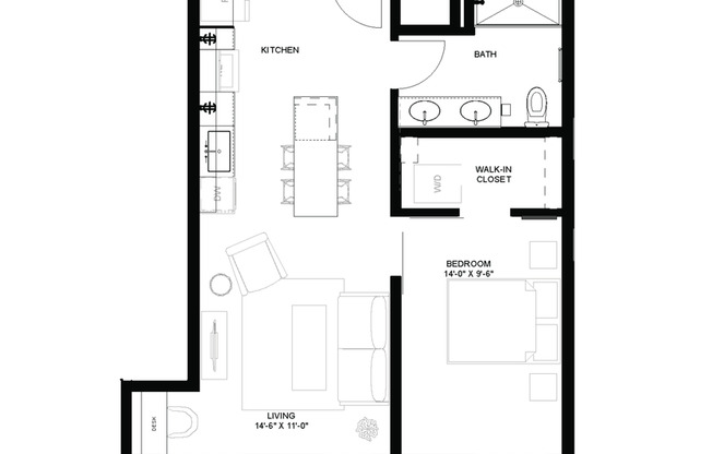 1 bed, 1 bath, 629 sqft, $1,725, Unit 513