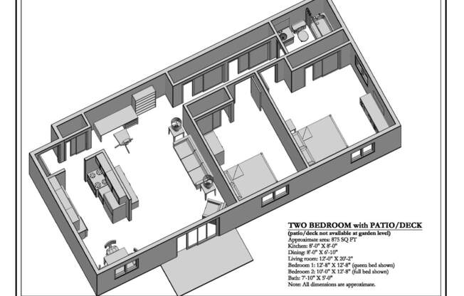 2 beds, 1 bath, 875 sqft, $1,310, Unit 249-208