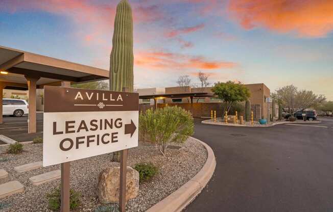 Leasing Office Directional Signage at Avilla Preserve Apartment Homes in Tucson Arizona