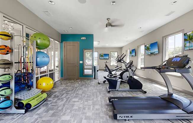 Fitness center with cardio, strength, and yoga equipment at The Madison Franklin, Tennessee, 37064