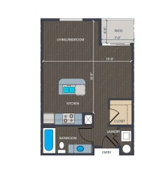 Studio, 1 bath, 552 sqft, $1,725