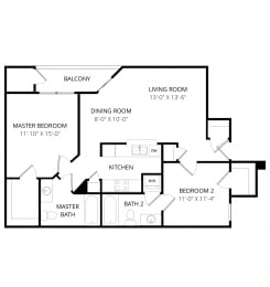 2 beds, 2 baths, 1,001 sqft, $1,255