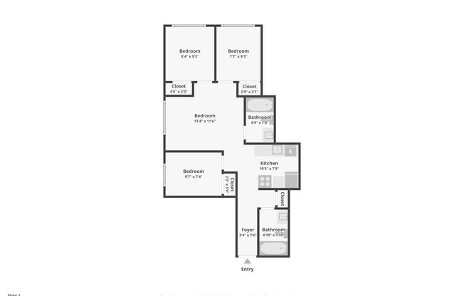 3 beds, 2 baths, 643 sqft, $2,000, Unit A306