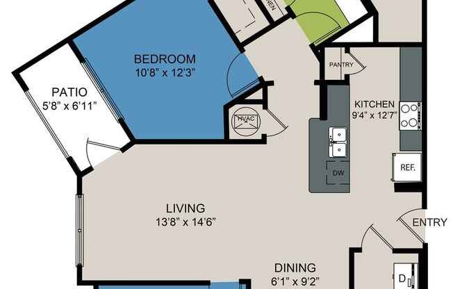 2 beds, 2 baths, 1,245 sqft, $1,739