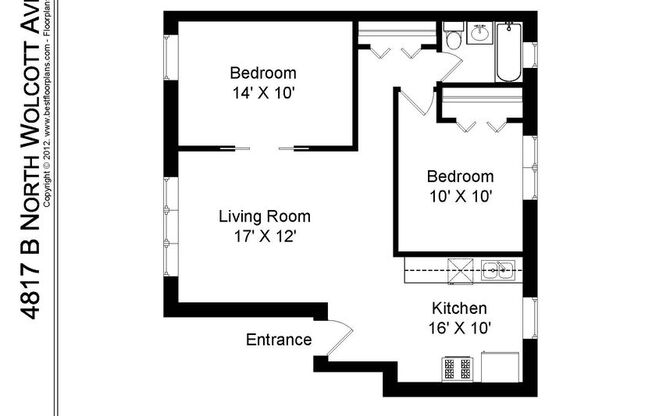 2 beds, 1 bath, 815 sqft, $1,695, Unit 4817-1B