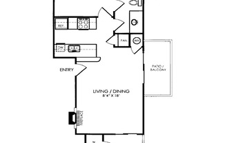 1 bed, 1 bath, 586 sqft, $850, Unit 832
