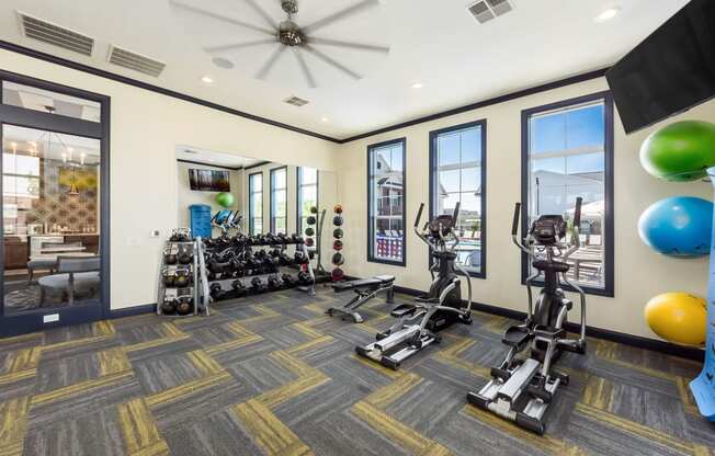 exercise machines in fitness center