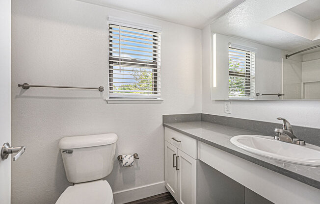 a bathroom with a window at The Crossings Apartments, Michigan, 49508