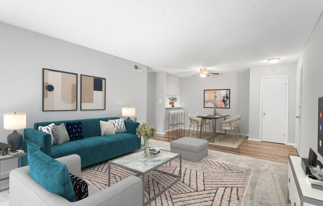 Modern Living Room at Lakes Edge Apartments, Greensboro, North Carolina