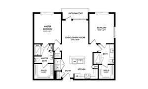 2 beds, 2 baths, 1,043 sqft, $2,585