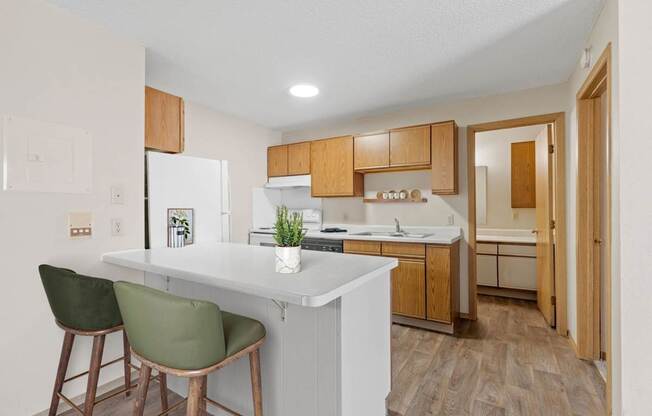 Kitchen with Counter Seating Overhang