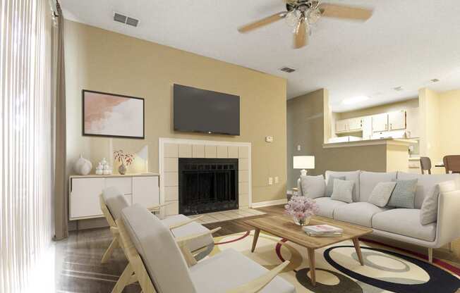 Image of furnished Fieldcrest Apartments Living Room in Dothan Alabama