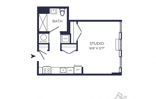Studio, 1 bath, 485 sqft, $3,400
