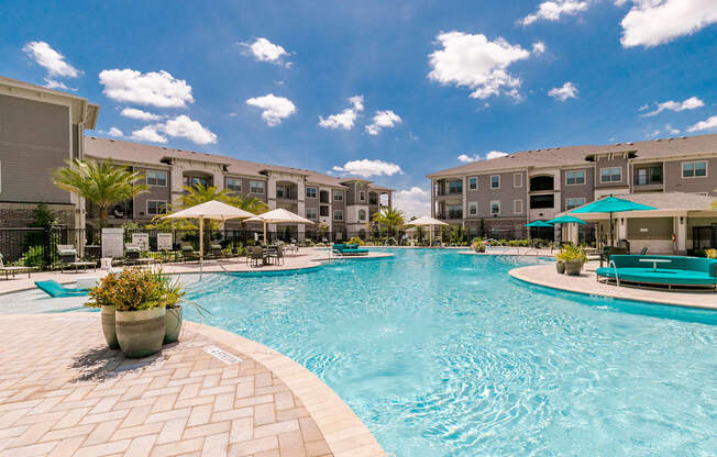 Outdoor Swimming Pool at Cue Luxury Apartments, Cypress, TX, 77433