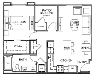1 bed, 1 bath, 741 sqft, $2,496