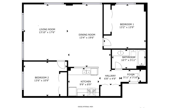 2 beds, 1 bath, 948 sqft, $1,495, Unit 913-313