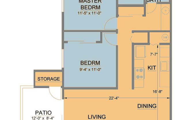 2 beds, 1 bath, 861 sqft, $1,725, Unit 47