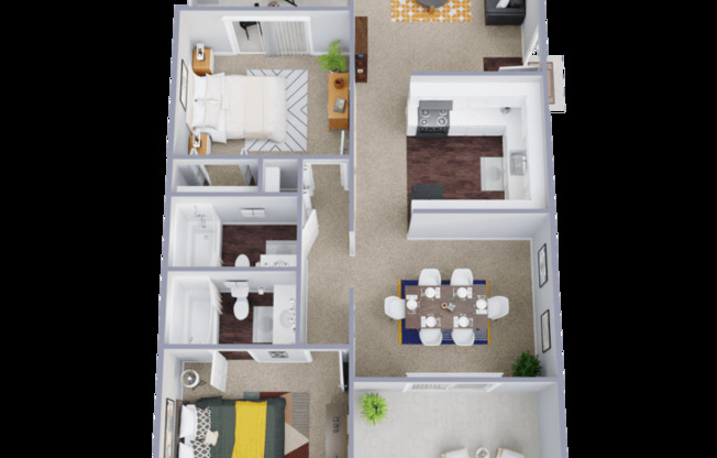 2 beds, 2 baths, 1,090 sqft, $1,300