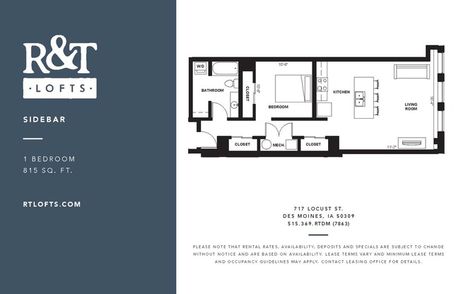 1 bed, 1 bath, 816 sqft, $1,100