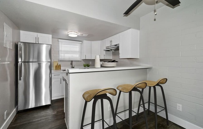 Model kitchen with bar seating