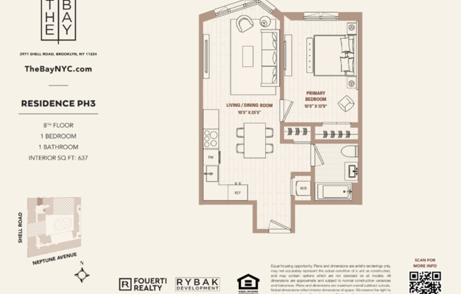 1 bed, 1 bath, $3,300, Unit PH. 03