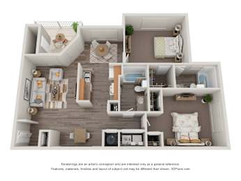 2 beds, 2 baths, 1,059 sqft, $1,145