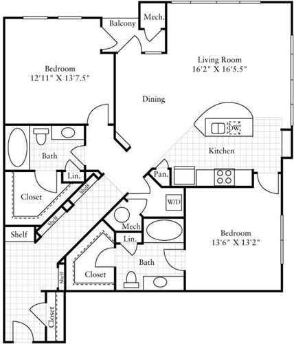 2 beds, 2 baths, 1,361 sqft, $2,414, Unit 2013