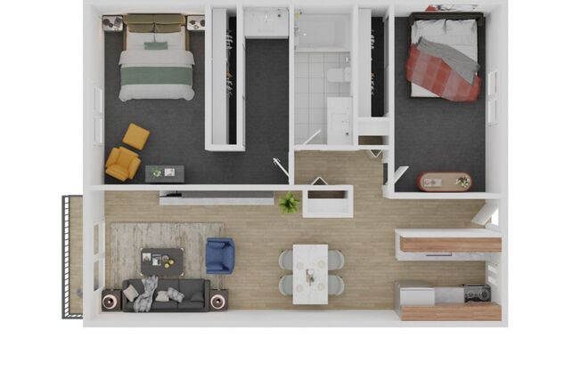 2 beds, 1 bath, 886 sqft, $1,575, Unit 117