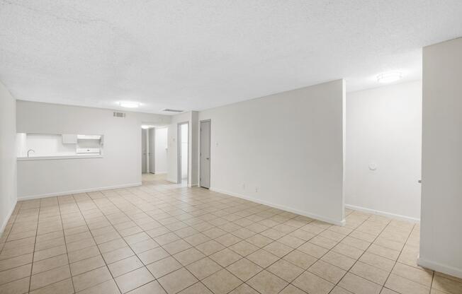 a room with a tiled floor