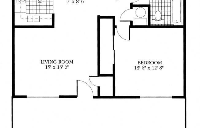 1 bed, 1 bath, $1,230