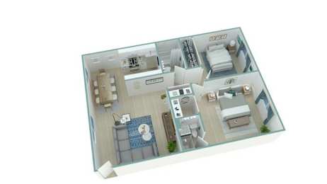 2 beds, 2 baths, 950 sqft, $2,402