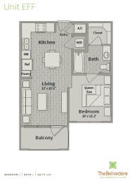 Studio, 1 bath, 539 sqft, $1,299