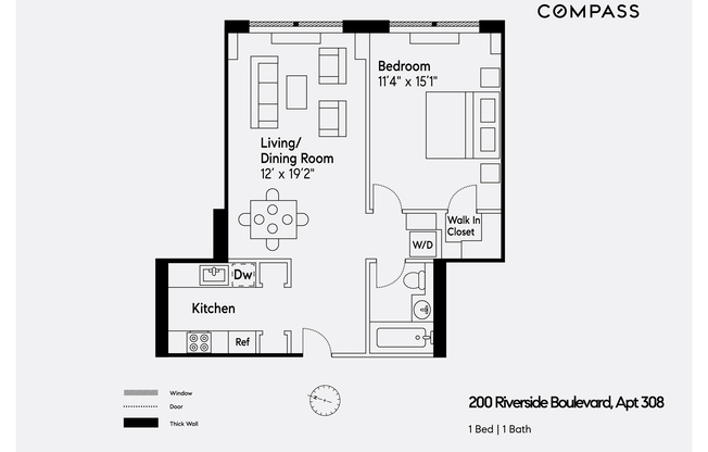 1 bed, 1 bath, $4,895, Unit 308