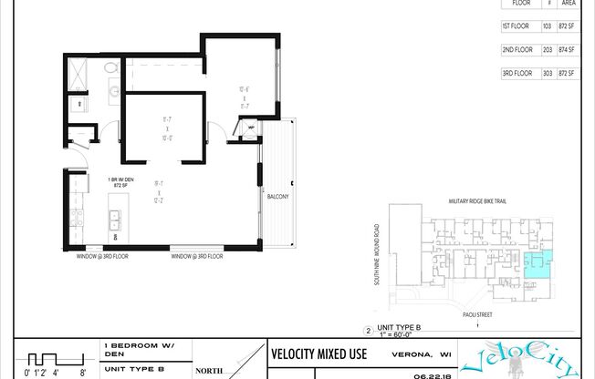 1 bed, 1 bath, 824 sqft, $1,675, Unit 142-103