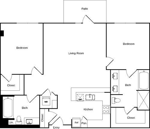 2 beds, 2 baths, 1,245 sqft, $3,155