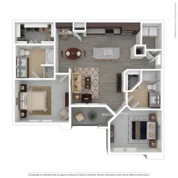 2 beds, 2 baths, 1,088 sqft, $1,600