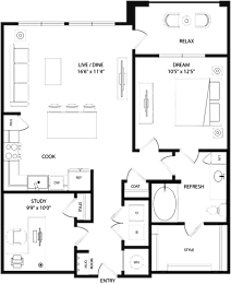 1 bed, 1 bath, 942 sqft, $1,466