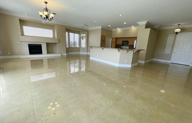 Single story 2,055sqft home with gorgeous golf course view inside Guard gated Rhodes Ranch community.