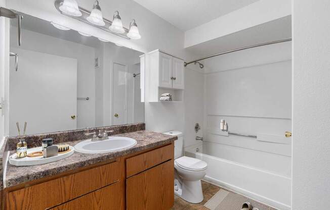 Bathroom with Wood cabinetry
