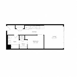 1 bed, 1 bath, 582 sqft, $2,038