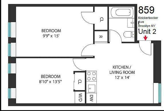 2 beds, 1 bath, $2,950, Unit 2R