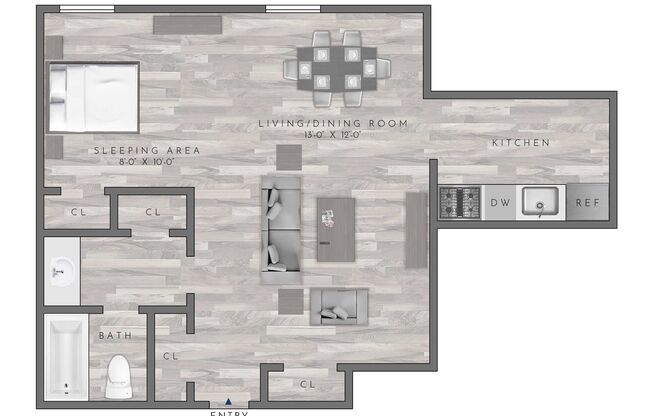 Studio, 1 bath, 540 sqft, $1,875