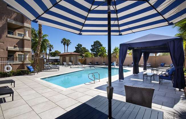 Umbrellas and Cabanas on the pool deck