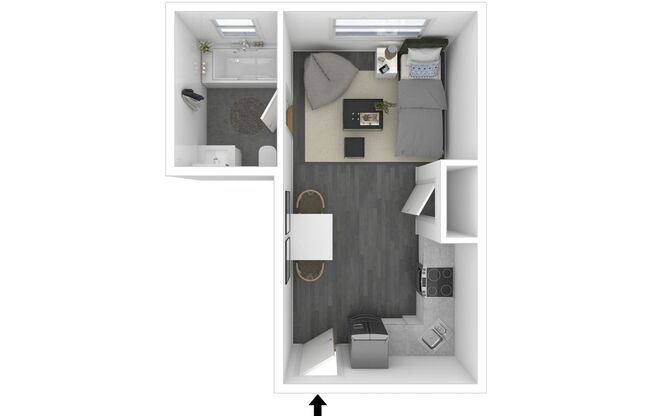 Studio, 1 bath, 238 sqft, $1,698, Unit 209