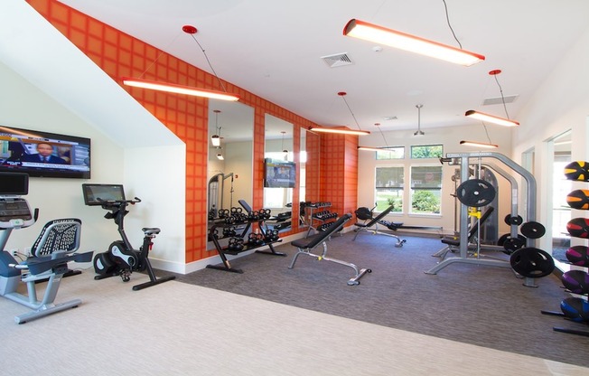 Fully-equipped fitness center with cardio machines, free weights and more