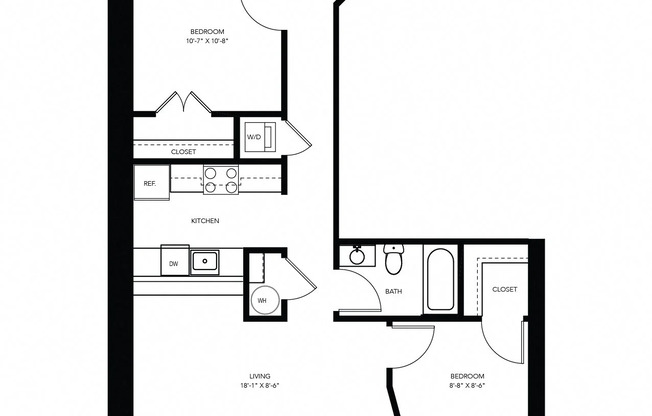 2 beds, 1 bath, 817 sqft, $1,404