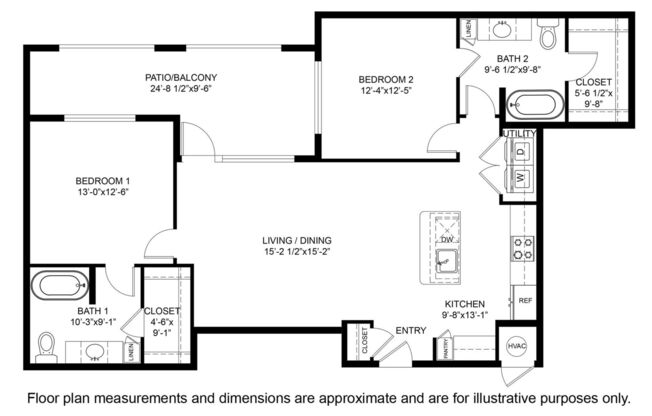 2 beds, 2 baths, 1,121 sqft, $1,834